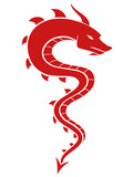 120x160 Black And Red Dragon Silhouette. Stock Image And Royalty Free