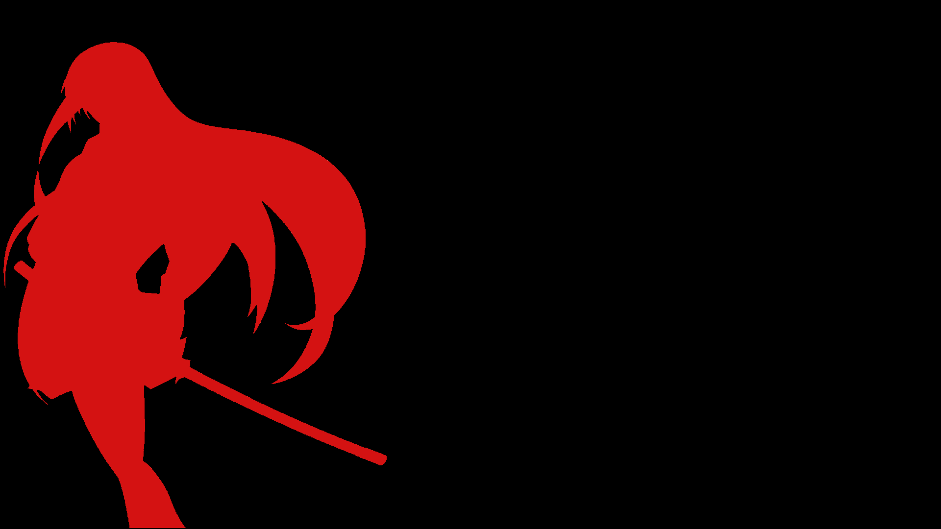 1920x1080 Wallpaper Black, Illustration, Anime Girls, Red, Silhouette