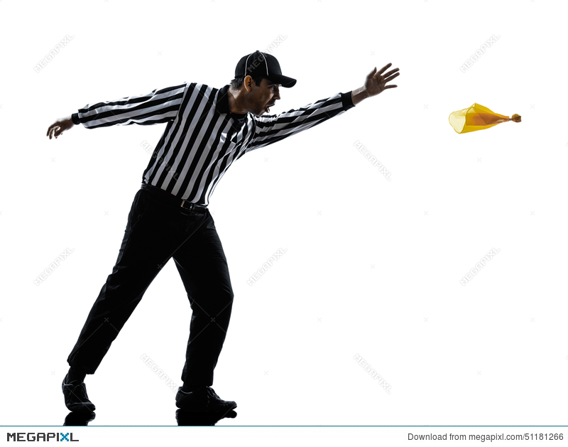 800x629 American Football Referee Throwing Yellow Flag Silhouette Stock