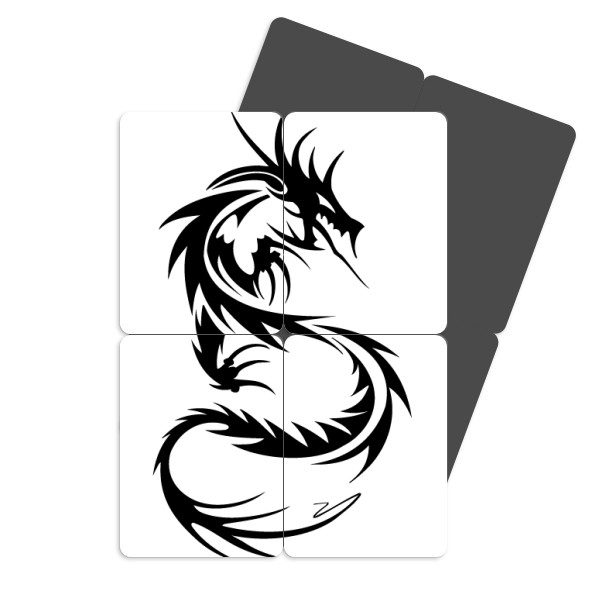 600x600 Dragon Animal Art Grain Silhouette Refrigerator Magnet Puzzle Home