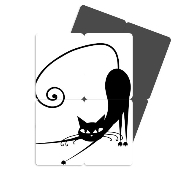 600x600 Stretch Black Cat Halloween Animal Art Silhouette Refrigerator