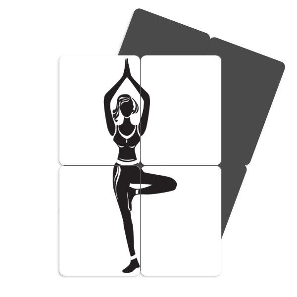 600x600 Yoga Girl Stand Keep Silhouette Refrigerator Magnet Puzzle Home