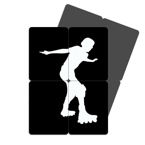 600x600 Black Roller Skating Sport Silhouette Refrigerator Magnet Puzzle