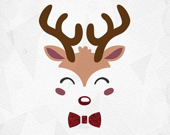 340x270 Reindeer Face Svg Reindeer Svg Bow Tie Cricut Silhouette Pdf Png