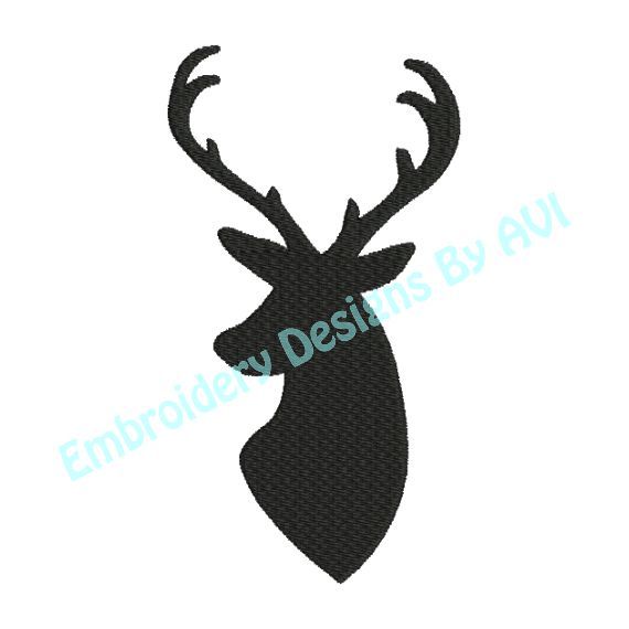 570x570 Deer Head Buck Antlers Silhouette Machine Embroidery Design