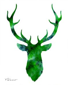 236x294 Deer Head 2 Blue Original Painting On Canvas By Fluiddiamondart