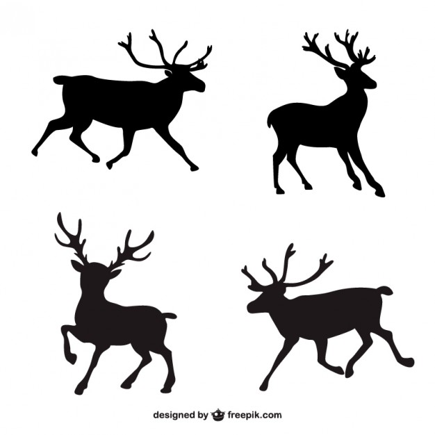 626x626 Black Reindeer Silhouettes Vector Free Download