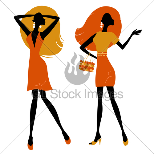 500x500 Retro Girls Silhouette Isolated On White Gl Stock Images