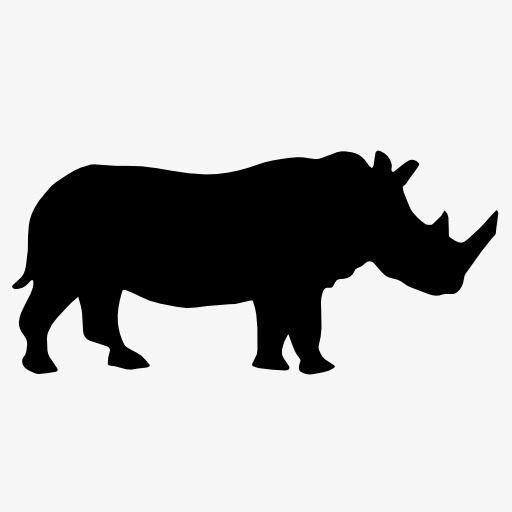 512x512 Rhino Silhouette, Animal, Projection, Black Silhouette Png Image