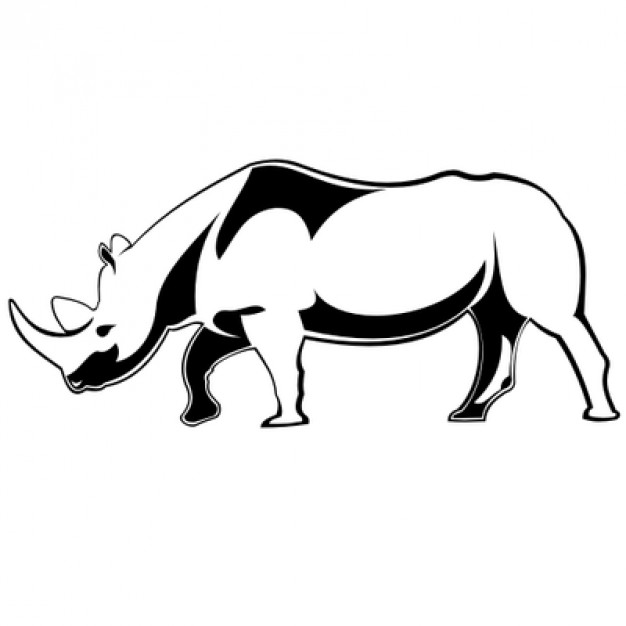 626x626 Angry Rhino Illustration In Black And White Vector Free Download