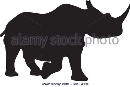 450x302 Vector Illustration Of Rhinoceros Silhouette Stock Vector Art