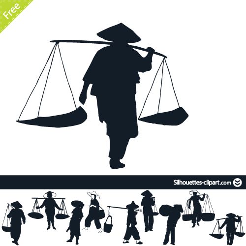 500x500 Chinese Peasants Silhouette Silhouettes Silhouette