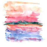 160x160 Watercolor Background, Pattern. Red, Pink, Orange, Yellow Blobs