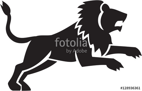 500x322 Lion Jumping Silhouette Side Retro Stock Image And Royalty Free