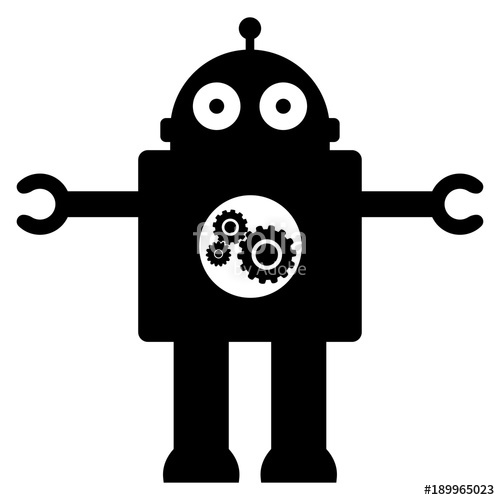 500x500 Silhouette Of A Toy Robot On A White Background Stock Image