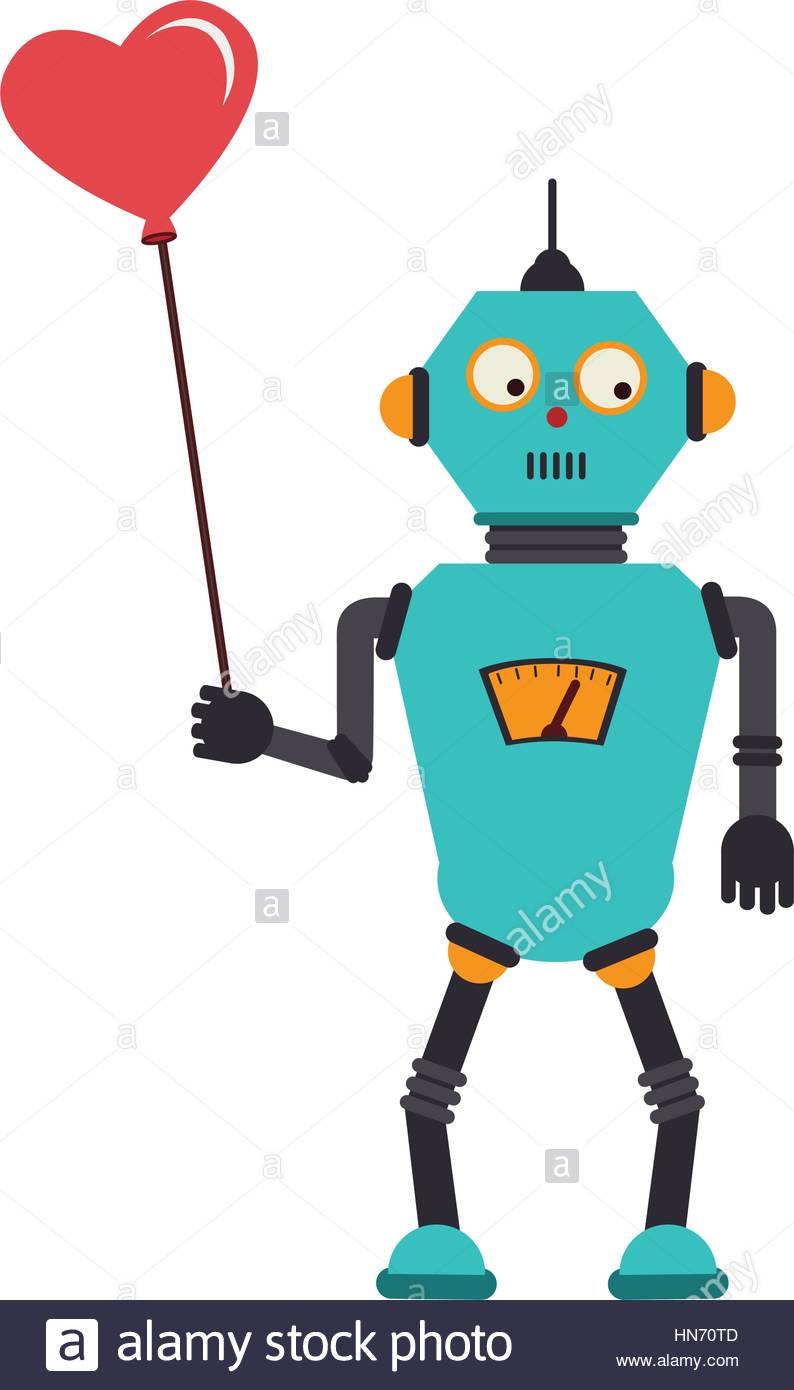 794x1390 Colorful Silhouette With Robot With Balloon In Shape Of Heart