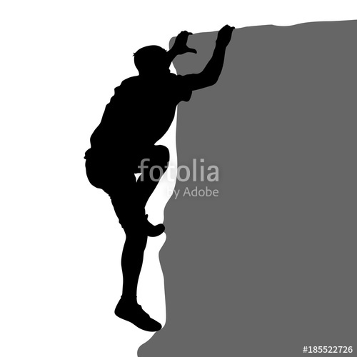 500x500 Black Silhouette Rock Climber On White Background Stock Image