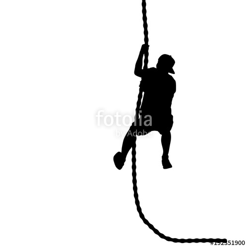 500x500 Black Silhouette Mountain Climber Climbing A Tightrope Up On Hands