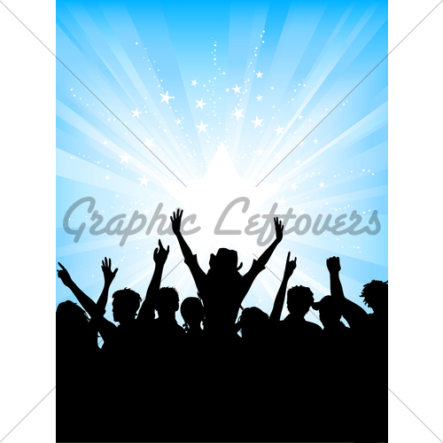 500x500 Crowd On Starburst Background Gl Stock Images