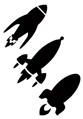 350x500 Rocket Ship Stencil Kids A4 Size Wall Childrens Room Art St26