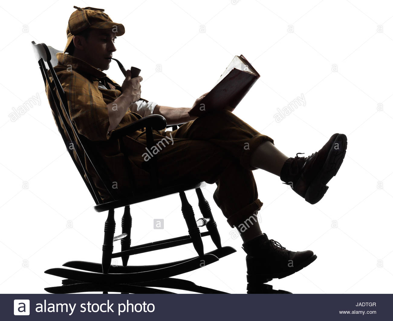 1300x1063 Sherlock Holmes Reading Silhouette Sitting Rocking Chair