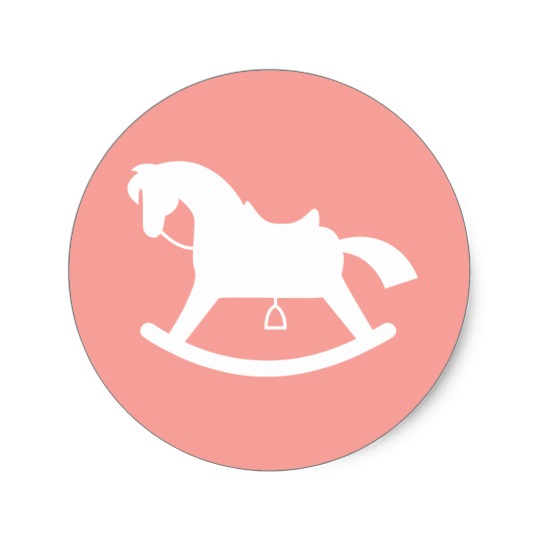 540x540 Rocking Horse Silhouette Baby Shower Sticker Pink