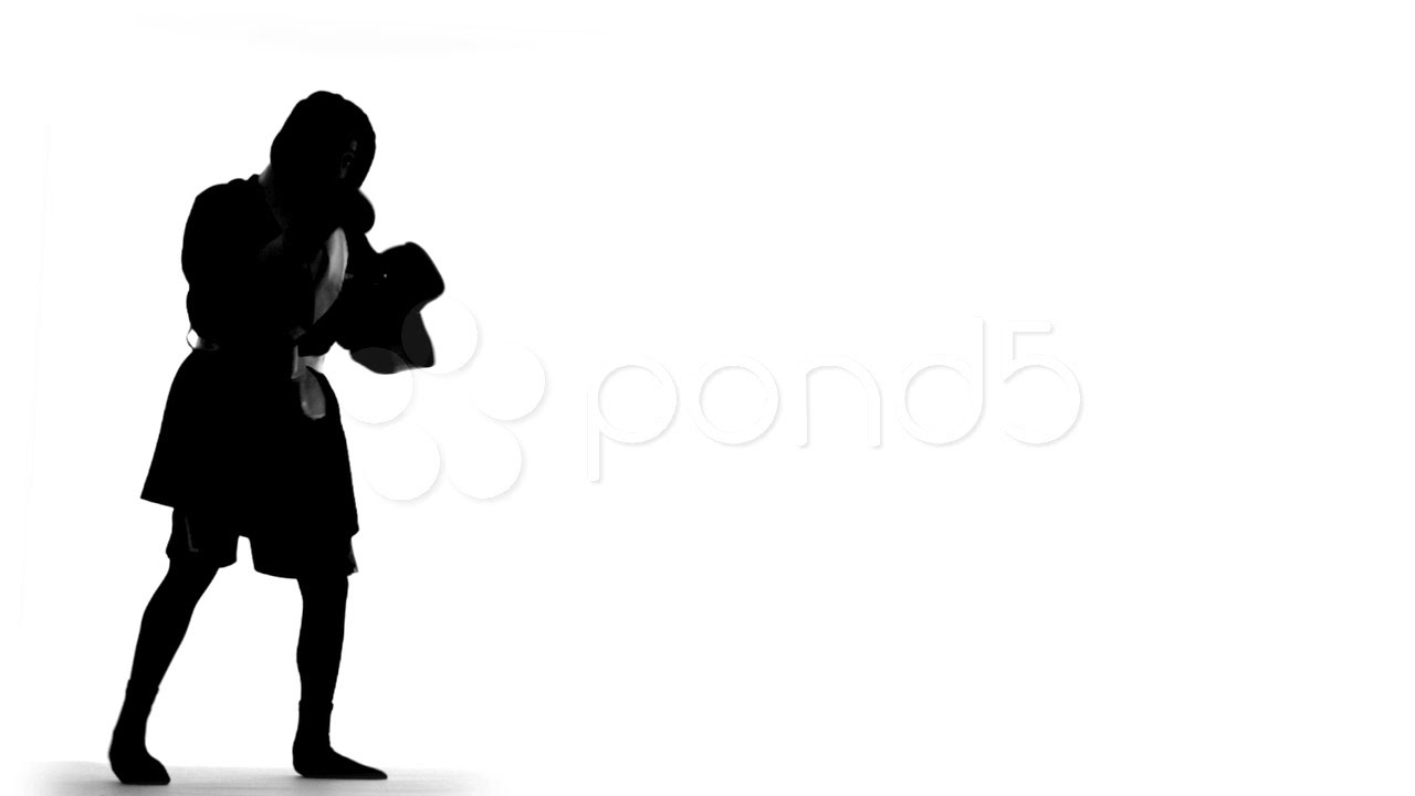 1280x720 Silhouette Boxing In Robe (Slow Motion). Stock Footage