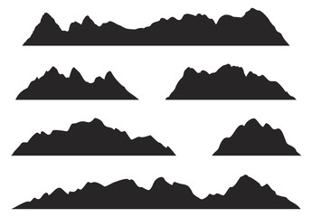 345x240 Mountains Silhouettes On The White Background. Vector Set