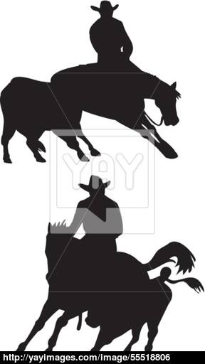 288x512 Rodeo Cowboy Horse Riding Silhouette Vector