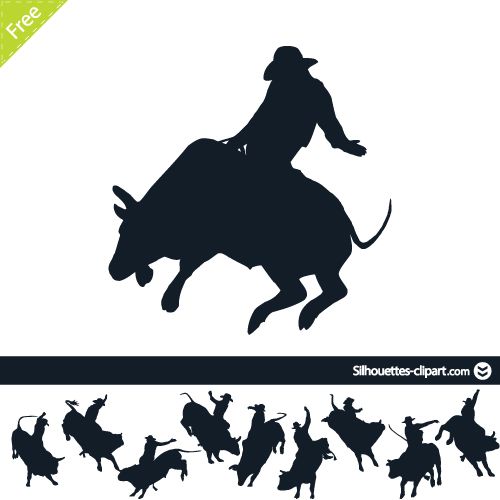 500x500 Rodeo On Bulls Vector Silhouettes Rodeo