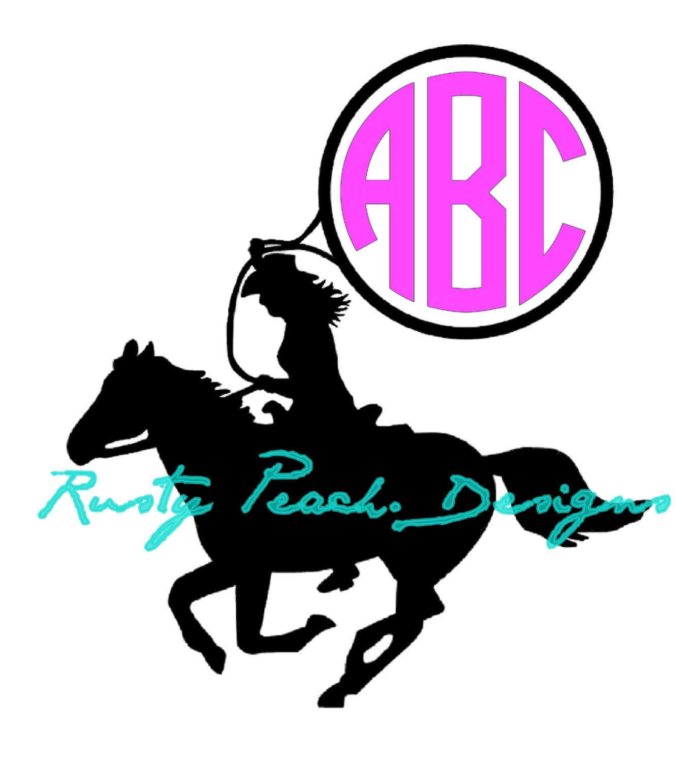 1364x1500 Roping Cowgirl Vinyl Decal, Your Choice Of Color, Monogram, Rodeo
