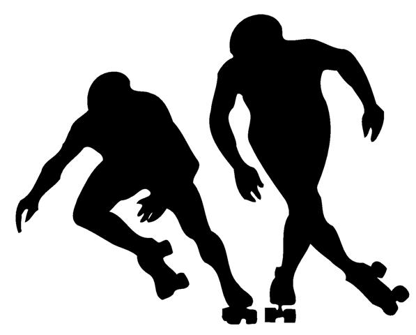 597x480 Roller Skaters Silhouette Decal Sticker