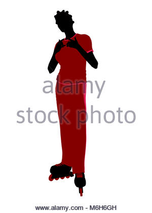 300x420fricanmerican Female Roller Skater Illustration Silhouette On