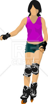 186x400 Silhouette Of Woman Roller Skater Royalty Free Vector Clip Art