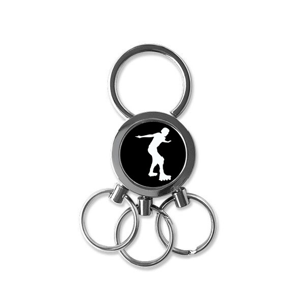 600x600 Black Roller Skating Sport Silhouette Stainless Steel Metal Key
