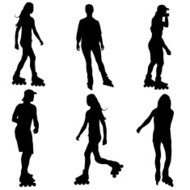 190x190 Roller Skating Silhouettes Premium Clipart