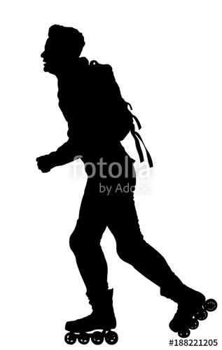 317x500 Roller Skating Man In Park Rollerblading Vector Silhouette