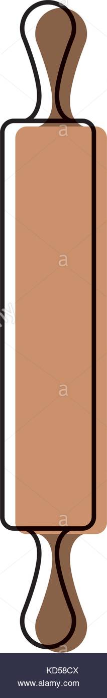 213x1390 Wooden Rolling Pin Colorful Watercolor Silhouette Stock Vector Art