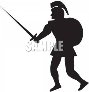 291x300 Of A Roman Soldier Holding A Sword And Shield