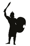 105x160 Roman Warrior With Shield And Spear Vector Silhouette. Eps 8