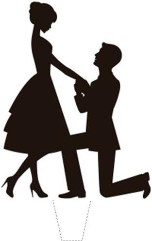 313x498 Novelty Engagement Romance Proposal Silhouette 12 Edible Stand Up
