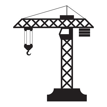 416x416 Construction Crane Silhouette Premium Clipart