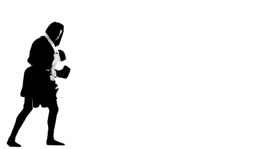 852x480 Silhouette Of Boxer Digitized In Slow Motion Stock Footage Video