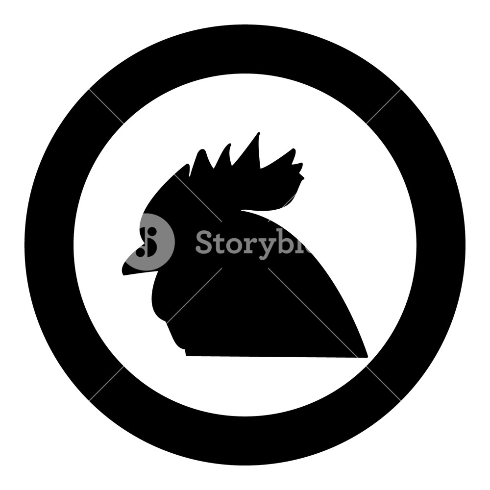 1000x1000 Rooster Head The Black Color Icon In Circle Or Round Vector