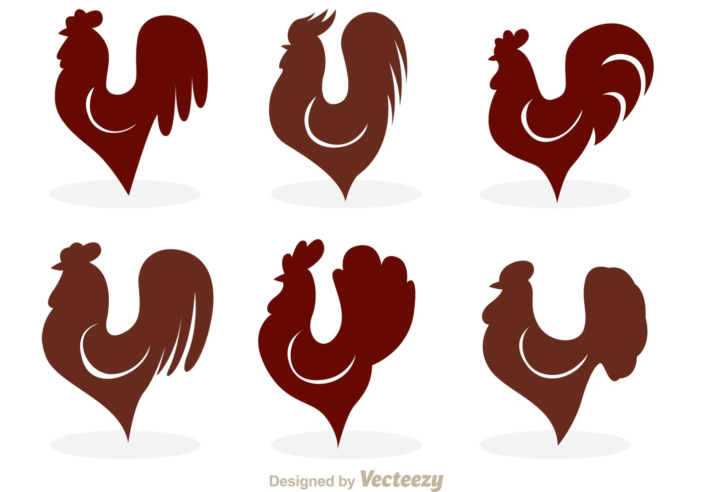 1400x980 Rooster Silhouette Vector Icons