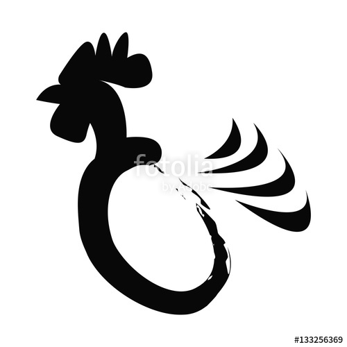 500x500 Isolated Abstract Silhouette Of A Rooster, Vector Illustration