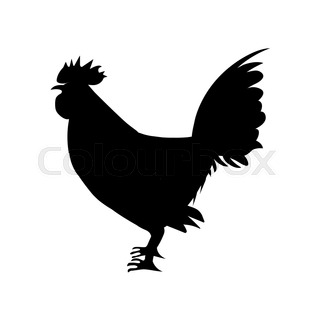320x320 Silhouette Of A Rooster Isolated On White Stock Vector Colourbox