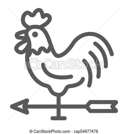 450x470 Rooster Weather Vane Line Icon, Farming And Agriculture
