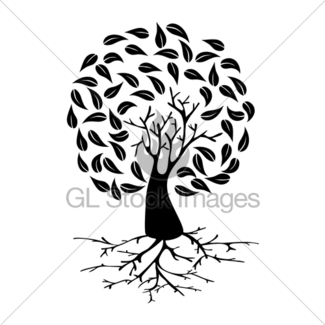 325x325 Black Tree With Roots Silhouette Gl Stock Images