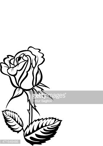 349x494 Rose Silhouette With Stalk And Vector Tattoo Stock Vectors
